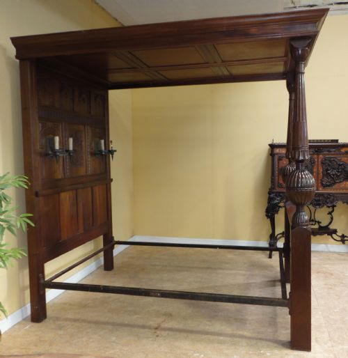 17TH CENTURY JACOBEAN STYLE FOUR POSTER TESTER BED - ADDITIONAL PHOTO 8