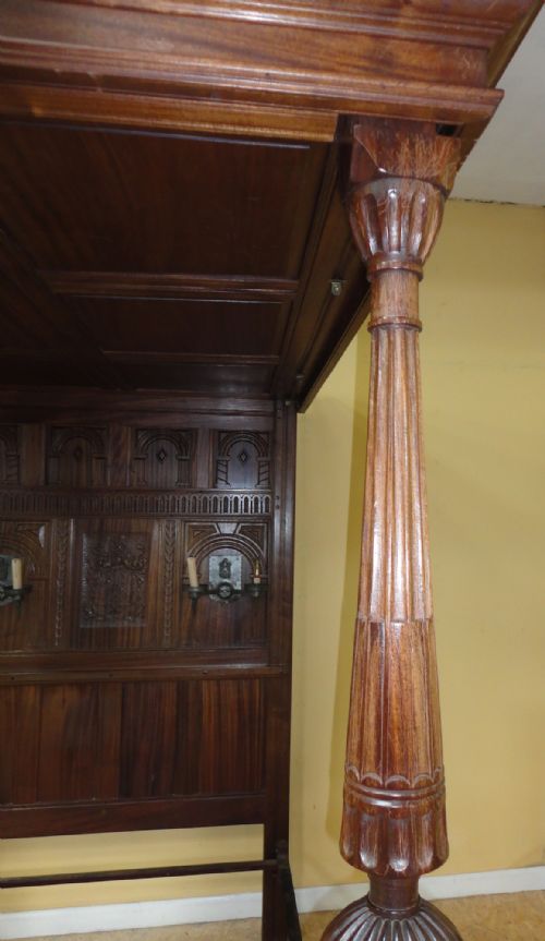17TH CENTURY JACOBEAN STYLE FOUR POSTER TESTER BED - ADDITIONAL PHOTO 13
