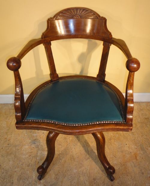 PAIR OF VICTORIAN ARTS CRAFTS OAK REVOLVING DESK CHAIRS - ADDITIONAL PHOTO 7