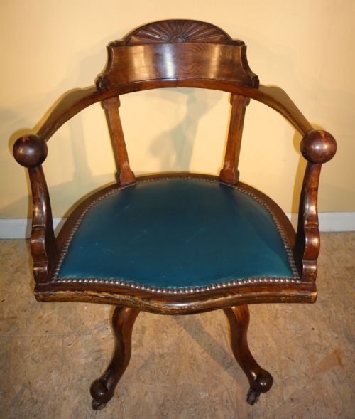 PAIR OF VICTORIAN ARTS CRAFTS OAK REVOLVING DESK CHAIRS - ADDITIONAL PHOTO 9