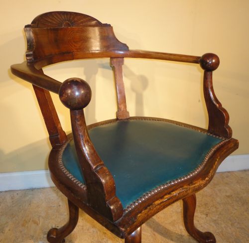 PAIR OF VICTORIAN ARTS CRAFTS OAK REVOLVING DESK CHAIRS - ADDITIONAL PHOTO 11