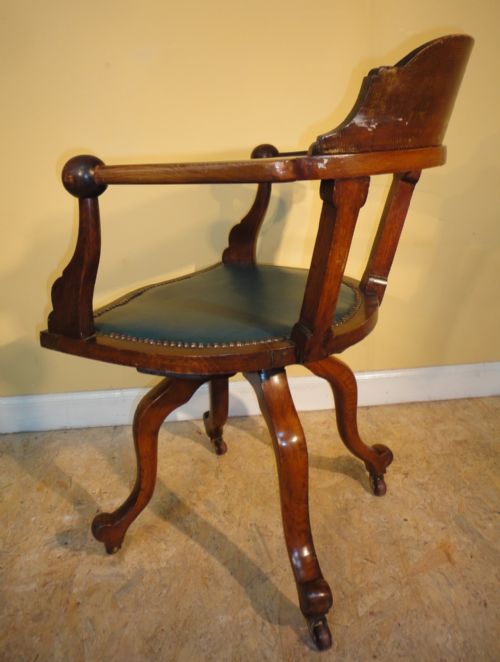 PAIR OF VICTORIAN ARTS CRAFTS OAK REVOLVING DESK CHAIRS - ADDITIONAL PHOTO 12