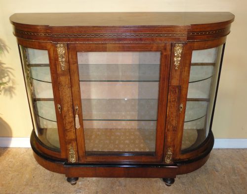 VICTORIAN BURR WALNUT INLAID CREDENZA - ADDITIONAL PHOTO 4
