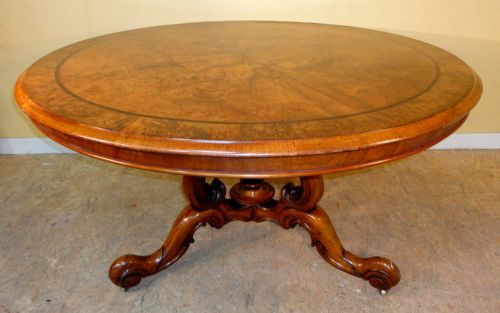 VICTORIAN BURR WALNUT CIRCULAR CENTRE TABLE - ADDITIONAL PHOTO 2