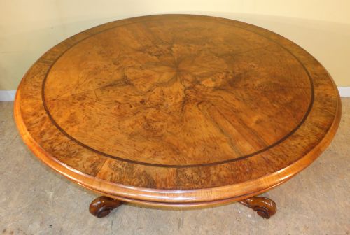 VICTORIAN BURR WALNUT CIRCULAR CENTRE TABLE - ADDITIONAL PHOTO 7