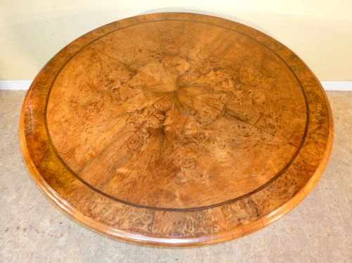 VICTORIAN BURR WALNUT CIRCULAR CENTRE TABLE - ADDITIONAL PHOTO 8