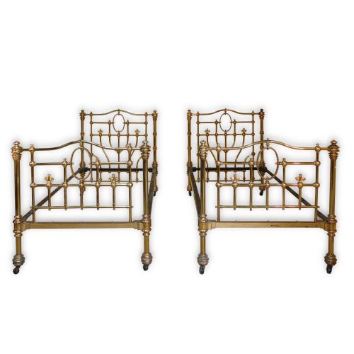 super pair of hoskins sewell victorian brass single beds - CATEGORY: ANTIQUE BEDS - DATED VICTORIAN