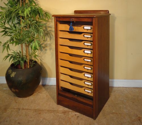 TAMBOUR FRONTED OAK FILING CABINET C1930S - ADDITIONAL PHOTO 1