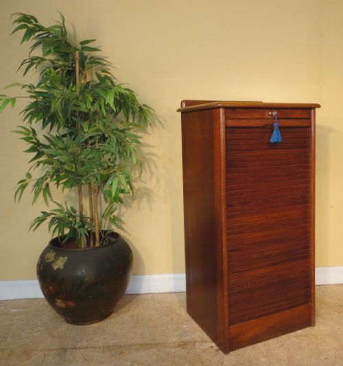 TAMBOUR FRONTED OAK FILING CABINET C1930S - ADDITIONAL PHOTO 3