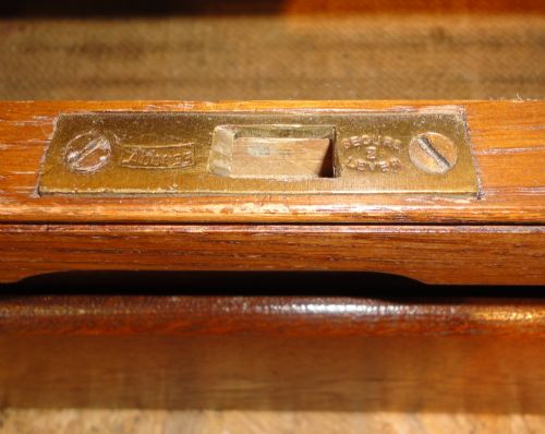 TAMBOUR FRONTED OAK FILING CABINET C1930S - ADDITIONAL PHOTO 10