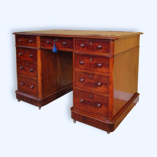 antique victorian mahogany 4ft pedestal desk - CATEGORY: ANTIQUE DESKS - DATED VICTORIAN