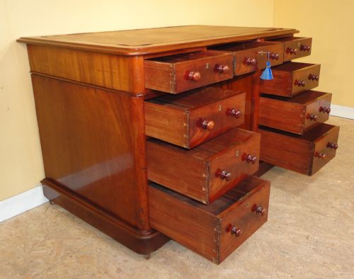 ANTIQUE VICTORIAN MAHOGANY 4FT PEDESTAL DESK - ADDITIONAL PHOTO 9