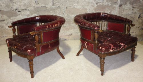 PAIR OF LEATHER TUB LIBRARY CHAIRS - ADDITIONAL PHOTO 1