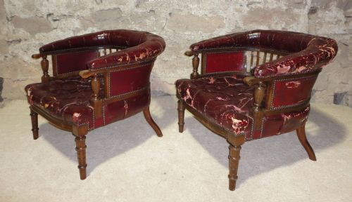 PAIR OF LEATHER TUB LIBRARY CHAIRS - ADDITIONAL PHOTO 3