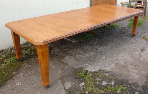 10FT ANTIQUE ARTS CRAFTS OAK EXTENDING DINING TABLE TO SEAT 12 PEOPLE - ADDITIONAL PHOTO 1
