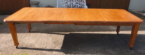 10FT ANTIQUE ARTS CRAFTS OAK EXTENDING DINING TABLE TO SEAT 12 PEOPLE - ADDITIONAL PHOTO 4