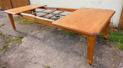 10FT ANTIQUE ARTS CRAFTS OAK EXTENDING DINING TABLE TO SEAT 12 PEOPLE - ADDITIONAL PHOTO 11