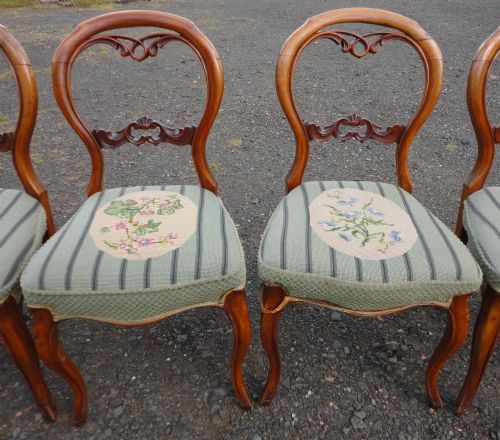 SET OF 6 ANTIQUE VICTORIAN BALLOON BACK DINING CHAIRS - ADDITIONAL PHOTO 3