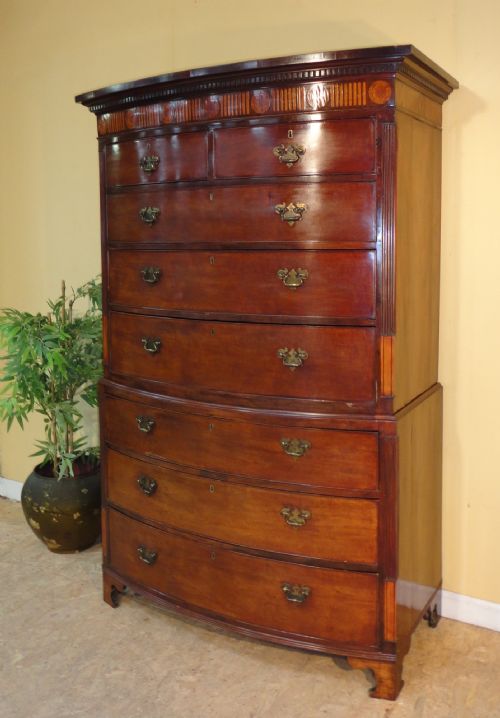 ANTIQUE GEORGE III INLAID MAHOGANY BOWFRONT CHESTONCHEST - ADDITIONAL PHOTO 1