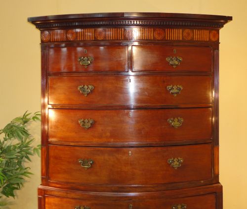 ANTIQUE GEORGE III INLAID MAHOGANY BOWFRONT CHESTONCHEST - ADDITIONAL PHOTO 2