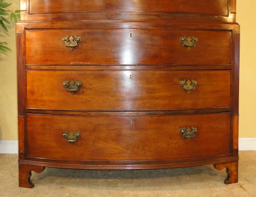ANTIQUE GEORGE III INLAID MAHOGANY BOWFRONT CHESTONCHEST - ADDITIONAL PHOTO 3