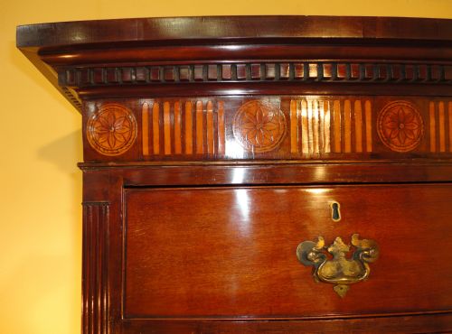 ANTIQUE GEORGE III INLAID MAHOGANY BOWFRONT CHESTONCHEST - ADDITIONAL PHOTO 4