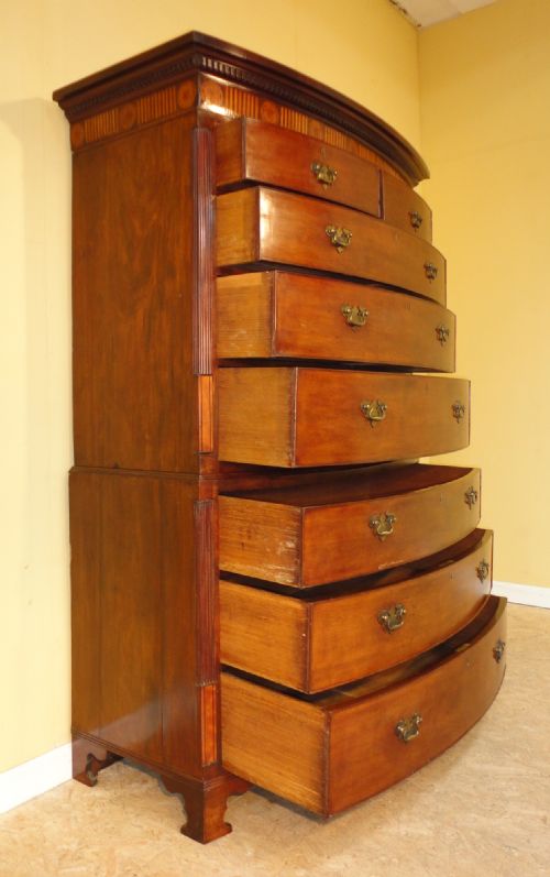 ANTIQUE GEORGE III INLAID MAHOGANY BOWFRONT CHESTONCHEST - ADDITIONAL PHOTO 5