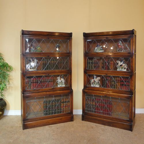 PAIR OF OAK GLOBE WERNICKE STYLE STACKING BOOKCASES - ADDITIONAL PHOTO 1
