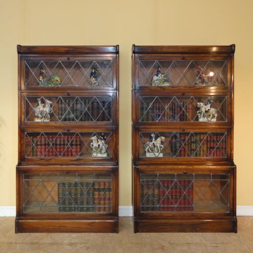 PAIR OF OAK GLOBE WERNICKE STYLE STACKING BOOKCASES - ADDITIONAL PHOTO 2