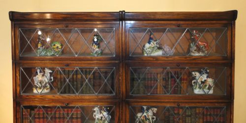 PAIR OF OAK GLOBE WERNICKE STYLE STACKING BOOKCASES - ADDITIONAL PHOTO 4