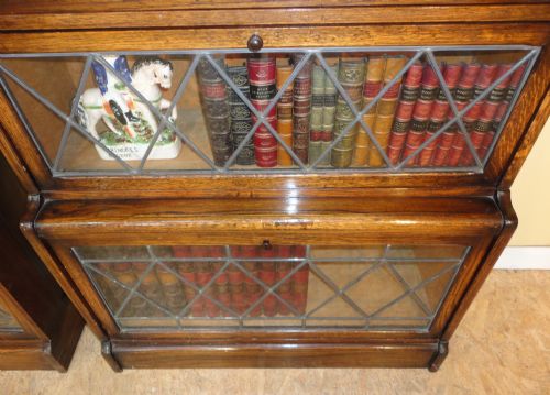 PAIR OF OAK GLOBE WERNICKE STYLE STACKING BOOKCASES - ADDITIONAL PHOTO 7