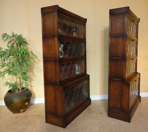 PAIR OF OAK GLOBE WERNICKE STYLE STACKING BOOKCASES - ADDITIONAL PHOTO 9