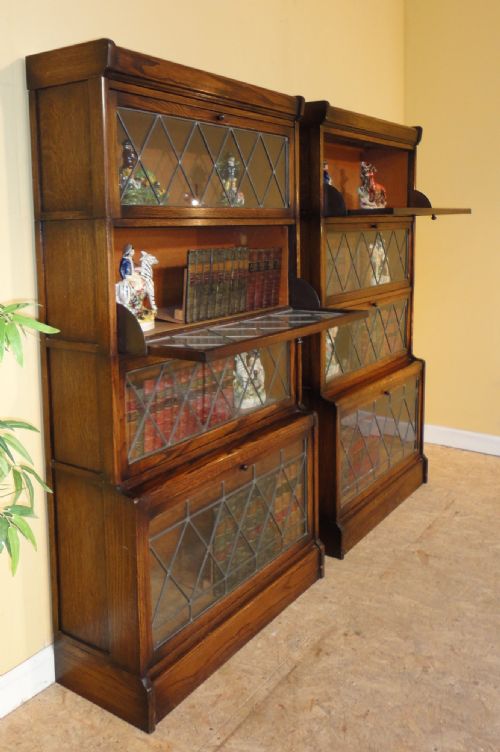 PAIR OF OAK GLOBE WERNICKE STYLE STACKING BOOKCASES - ADDITIONAL PHOTO 11