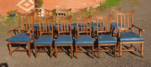SET OF 12 ARTS CRAFTS OAK DINING CHAIRS - ADDITIONAL PHOTO 1