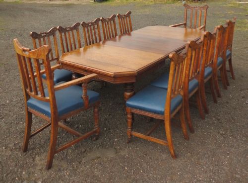 SET OF 12 ARTS CRAFTS OAK DINING CHAIRS - ADDITIONAL PHOTO 2