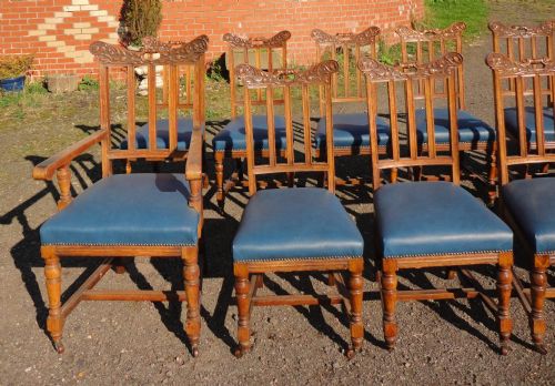 SET OF 12 ARTS CRAFTS OAK DINING CHAIRS - ADDITIONAL PHOTO 4