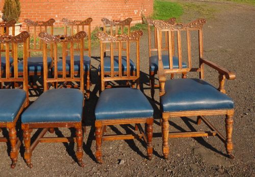 SET OF 12 ARTS CRAFTS OAK DINING CHAIRS - ADDITIONAL PHOTO 5