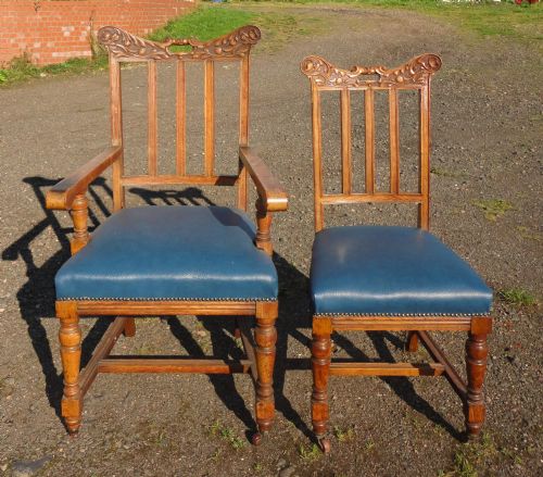 SET OF 12 ARTS CRAFTS OAK DINING CHAIRS - ADDITIONAL PHOTO 6