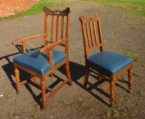 SET OF 12 ARTS CRAFTS OAK DINING CHAIRS - ADDITIONAL PHOTO 7