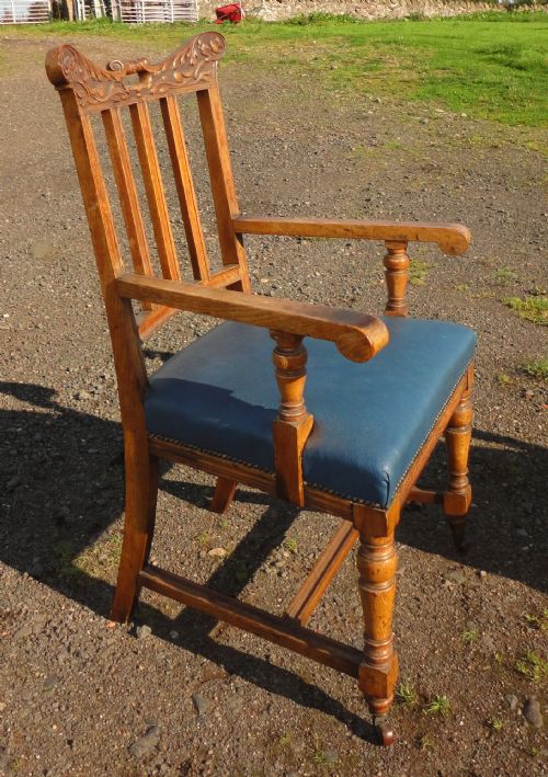 SET OF 12 ARTS CRAFTS OAK DINING CHAIRS - ADDITIONAL PHOTO 9