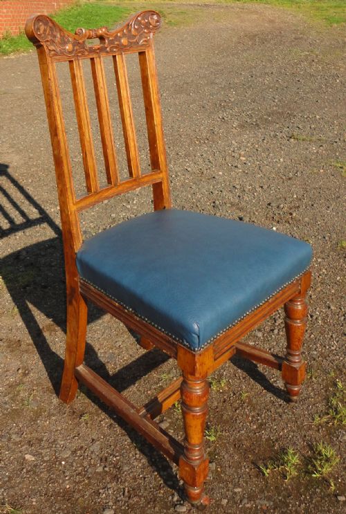 SET OF 12 ARTS CRAFTS OAK DINING CHAIRS - ADDITIONAL PHOTO 10