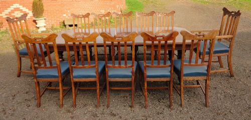 SET OF 12 ARTS CRAFTS OAK DINING CHAIRS - ADDITIONAL PHOTO 12