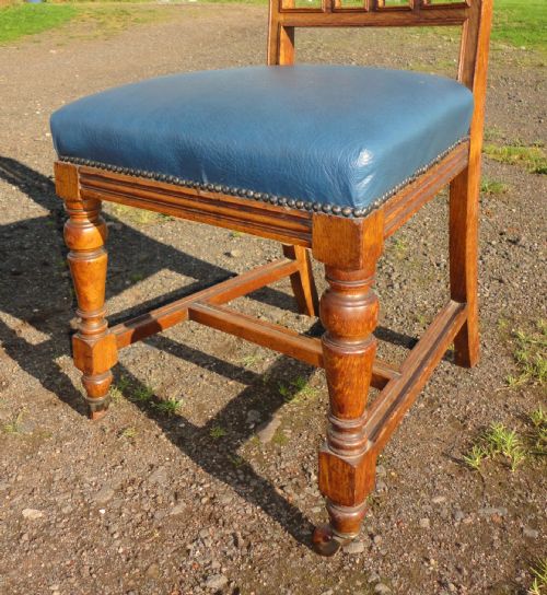 SET OF 12 ARTS CRAFTS OAK DINING CHAIRS - ADDITIONAL PHOTO 13