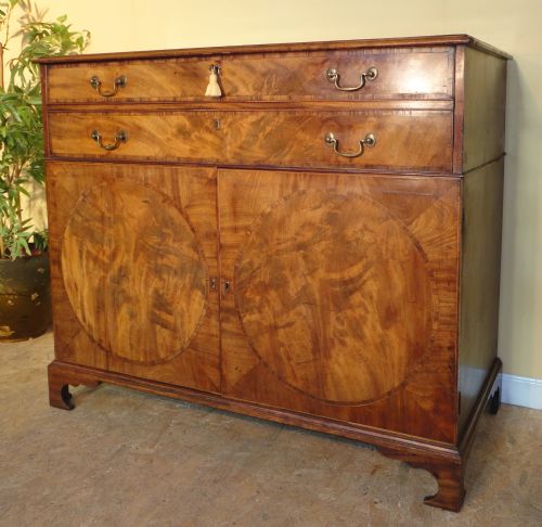GEORGE III MAHOGANY ROSEWOOD CROSSBANDED SECRTAIRE PRESS CHEST - ADDITIONAL PHOTO 2