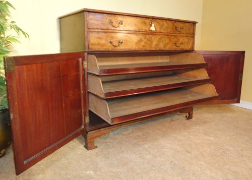GEORGE III MAHOGANY ROSEWOOD CROSSBANDED SECRTAIRE PRESS CHEST - ADDITIONAL PHOTO 4
