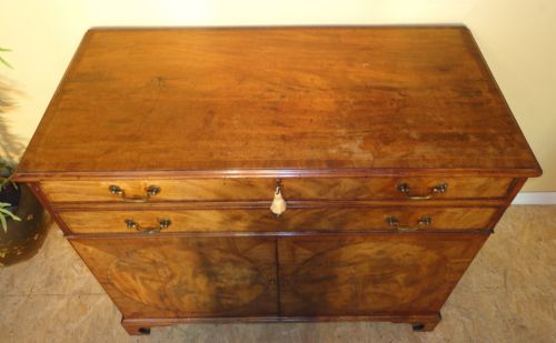 GEORGE III MAHOGANY ROSEWOOD CROSSBANDED SECRTAIRE PRESS CHEST - ADDITIONAL PHOTO 5