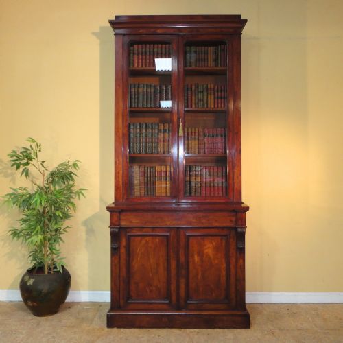 ANTIQUE VICTORIAN MAHOGANY SECRTAIRE BOOKCASE - ADDITIONAL PHOTO 4