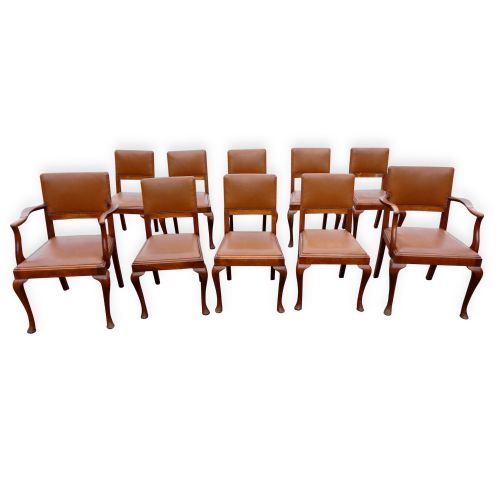 set of 10 walnut dining chairs c1930s - CATEGORY: ANTIQUE CHAIRS - DATED 1930