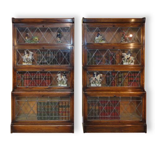 pair of oak globe wernicke style stacking bookcases - CATEGORY: ANTIQUE BOOKCASES - DATED 1920
