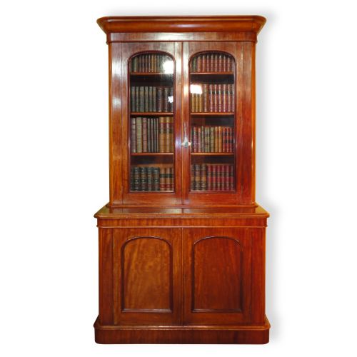 antique victorian mahogany two door bookcase - CATEGORY: ANTIQUE BOOKCASES - DATED 1860